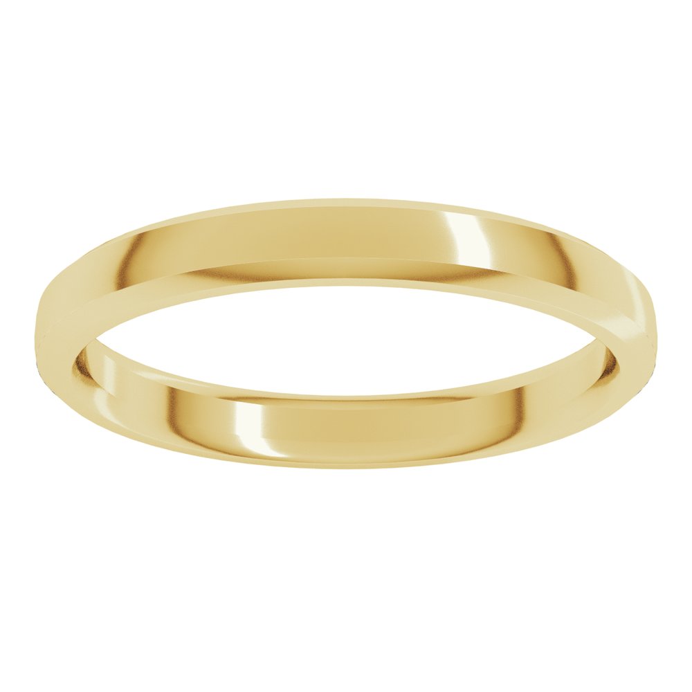 14K Yellow Gold 3 mm Beveled-Edge Comfort-Fit Half Round Band Size 3
