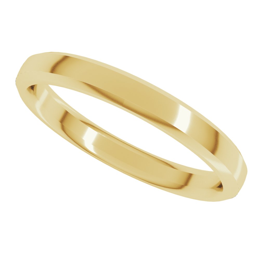 14K Yellow Gold 3 mm Beveled-Edge Comfort-Fit Half Round Band Size 3