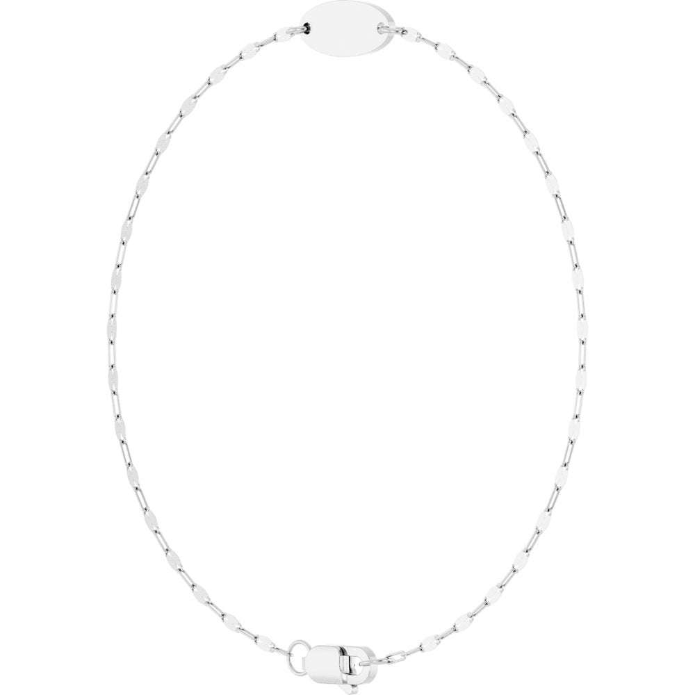 14K White Gold Engravable Keyhole Link 7" Bracelet