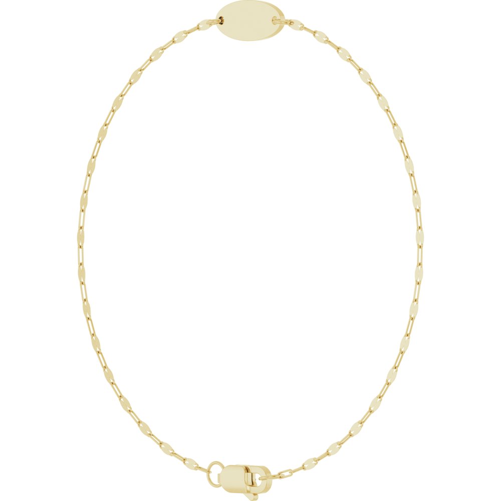 14K Yellow Gold Engravable Keyhole Link 7" Bracelet