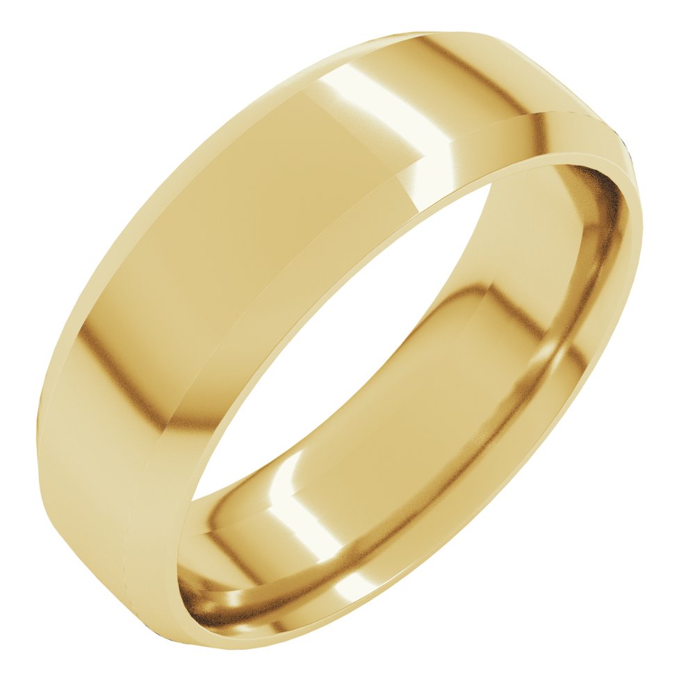 10K Yellow Gold 7 mm Beveled-Edge Comfort-Fit Half Round Band Size 10