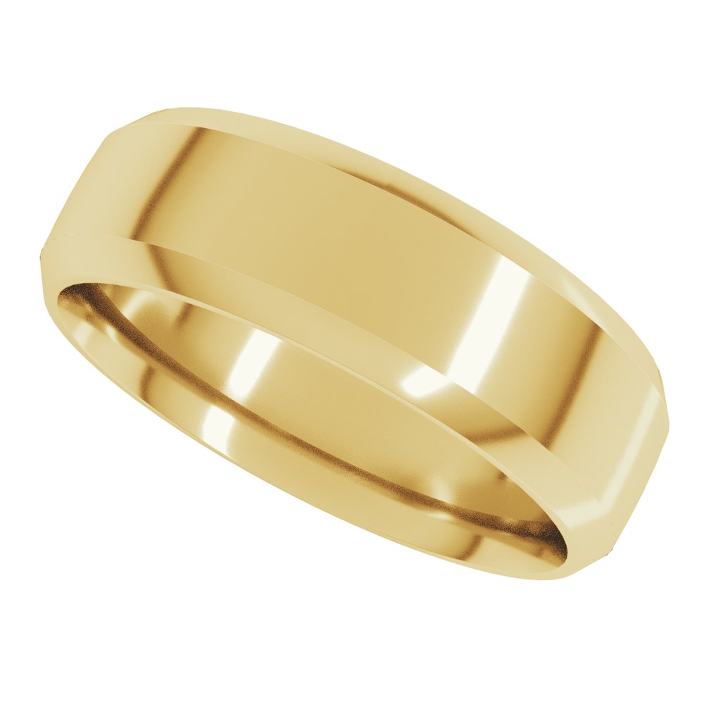 10K Yellow Gold 7 mm Beveled-Edge Comfort-Fit Half Round Band Size 9.5