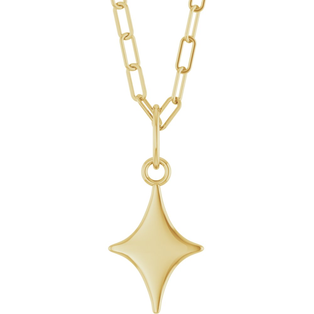 14K Yellow Gold Engravable Star 18" Necklace