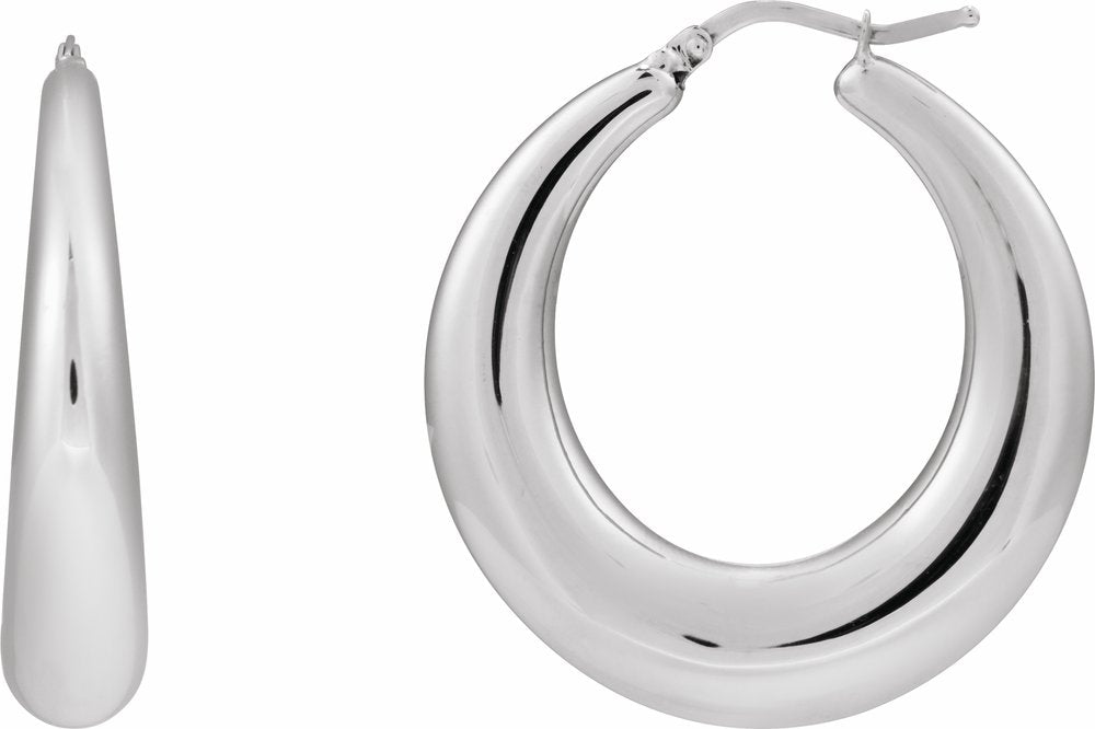 Sterling Silver 37.2 mm Electroform Puffed Hoop Earrings