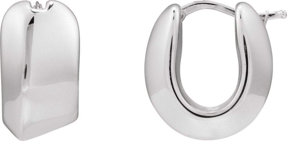 Sterling Silver Electroform 18.3 mm Puffed Hoop Earrings
