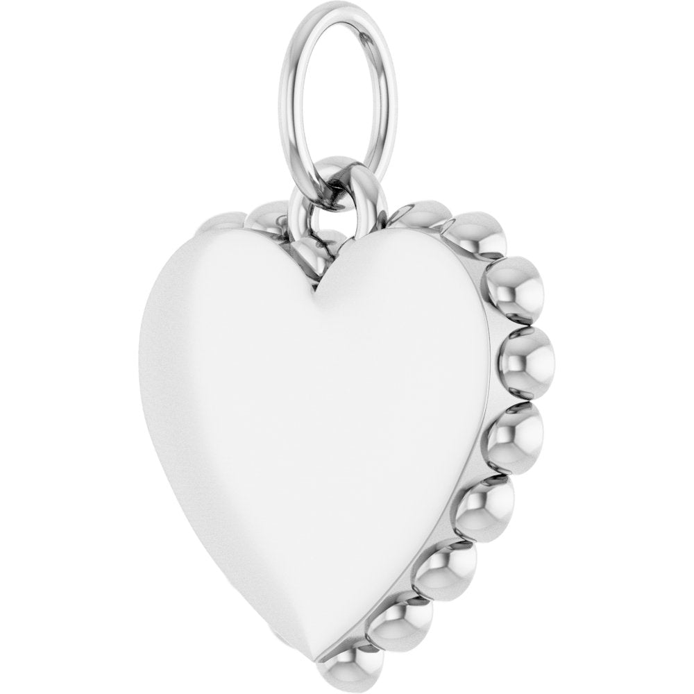 14K White Gold Engravable Heart Charm/Pendant
