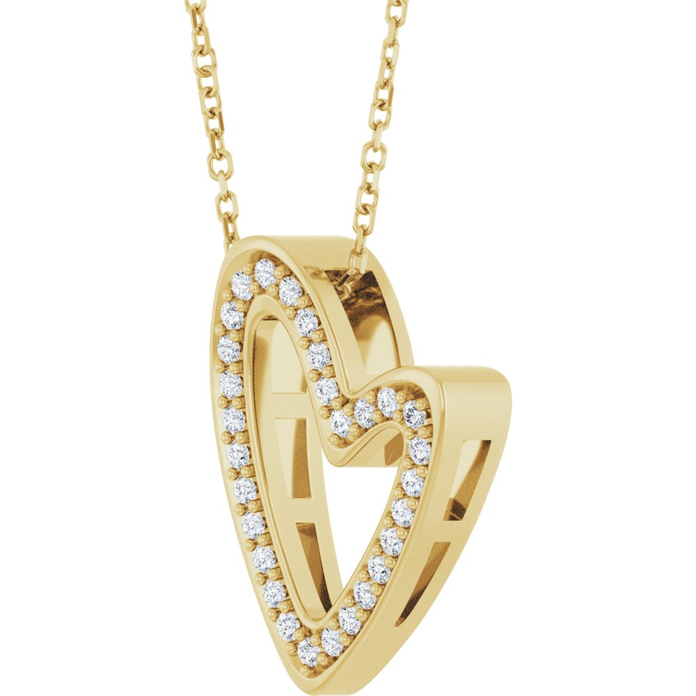 14K Yellow Gold 1/5 CTW Natural Diamond Heart 18" Necklace