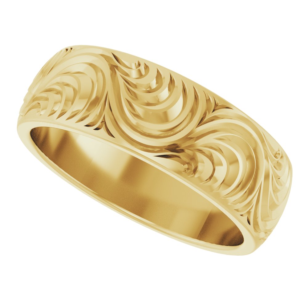 14K Yellow Gold 7 mm Scroll Comfort-Fit Band Size 10