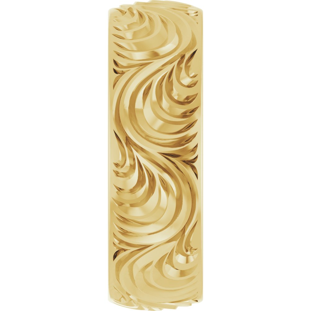 14K Yellow Gold 7 mm Scroll Comfort-Fit Band Size 10