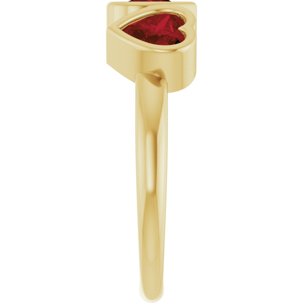 14K Yellow Gold Natural Mozambique Garnet Three-Stone Heart Ring