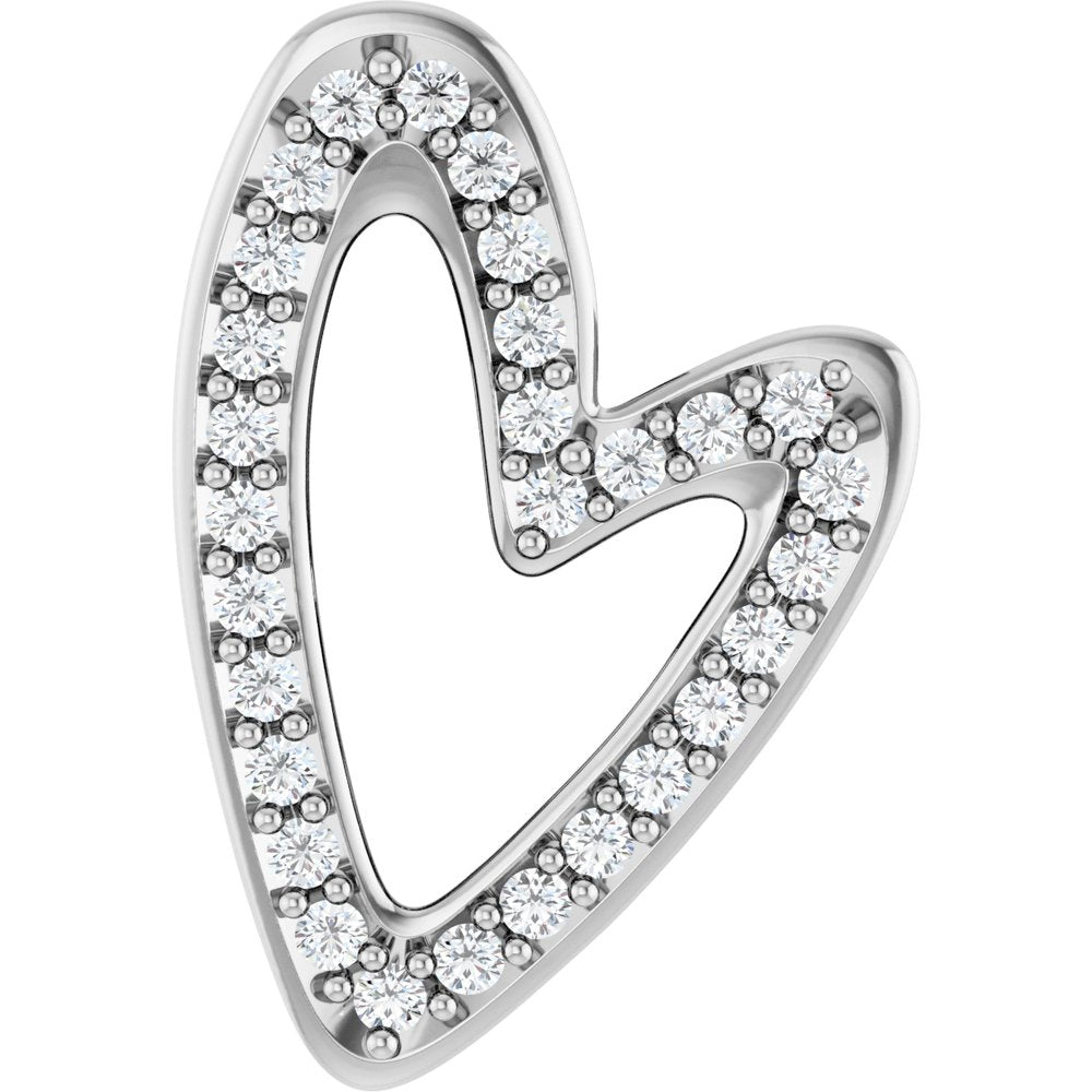 14K White Gold 1/8 CTW Natural Diamond Heart Slide Pendant
