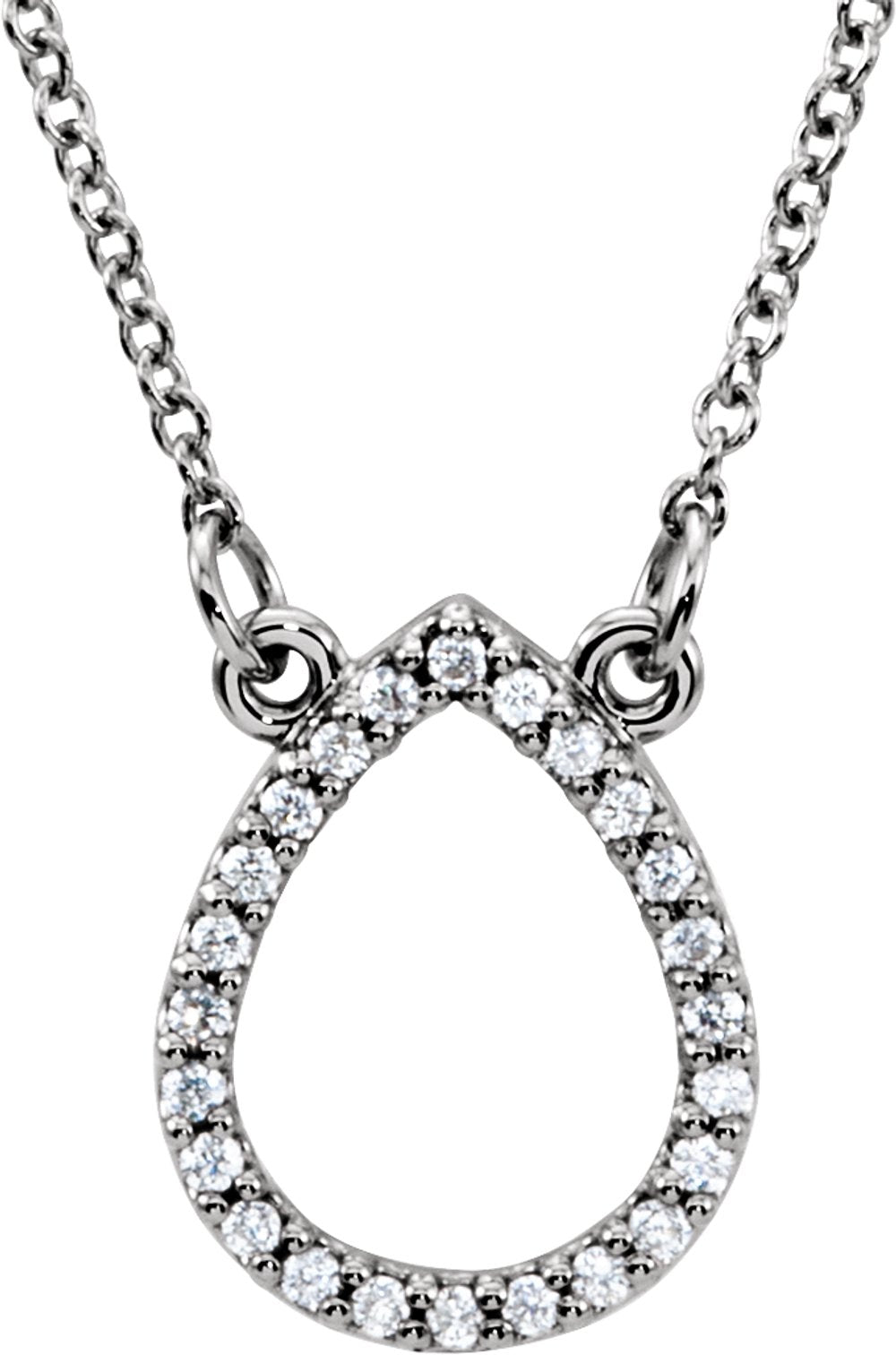 14K White Gold 1/10 CTW Natural Diamond Teardrop 16" Necklace