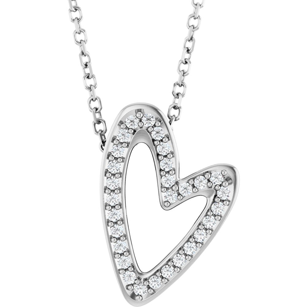 14K White Gold 1/8 CTW Natural Diamond Heart 18" Necklace
