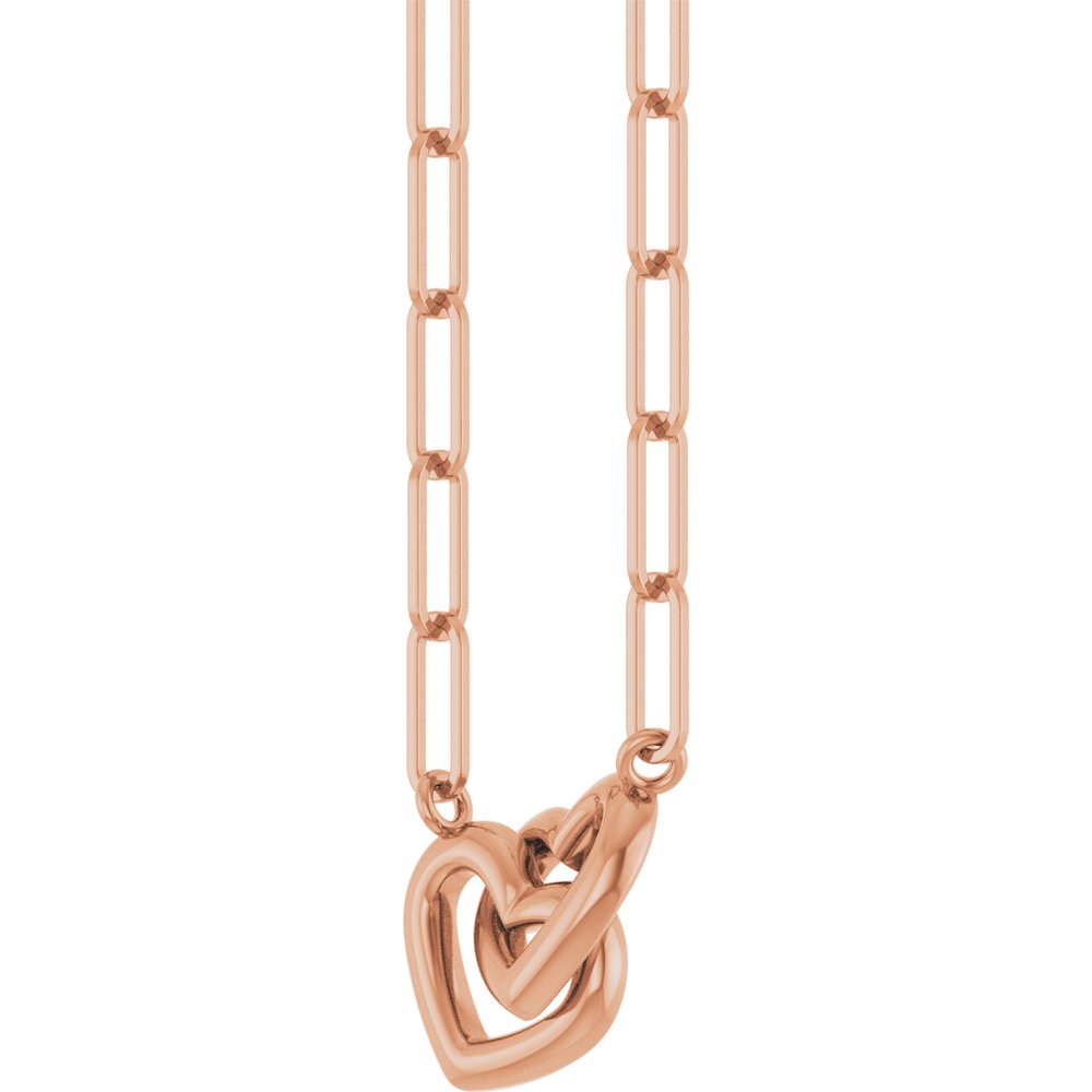 14K Rose Gold Interlocking Heart 18" Necklace