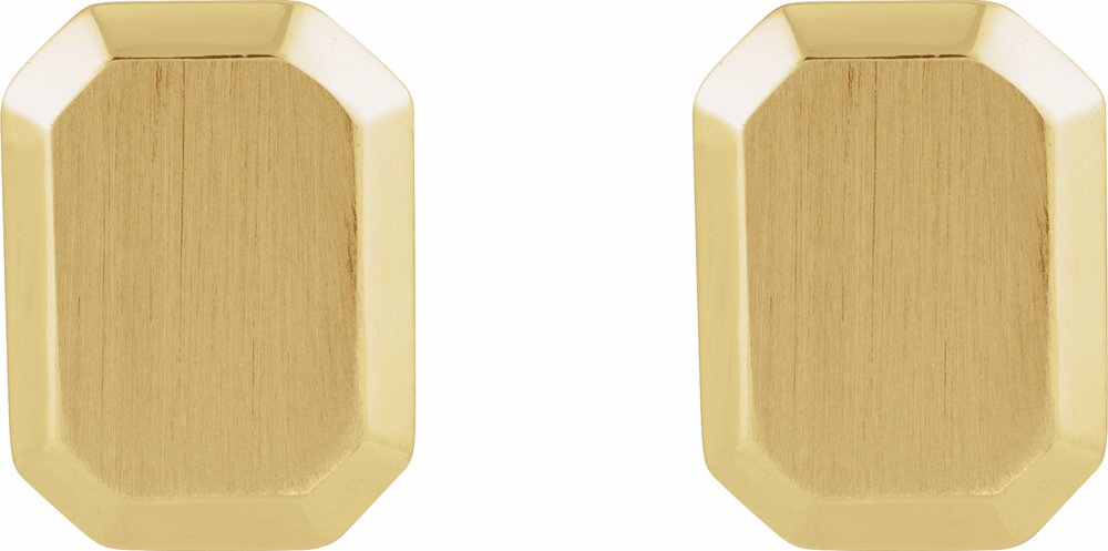 14K Yellow Gold Engravable Geometric Stud Earrings