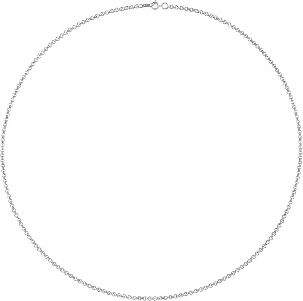 14K White 2 mm Rolo 24" Chain