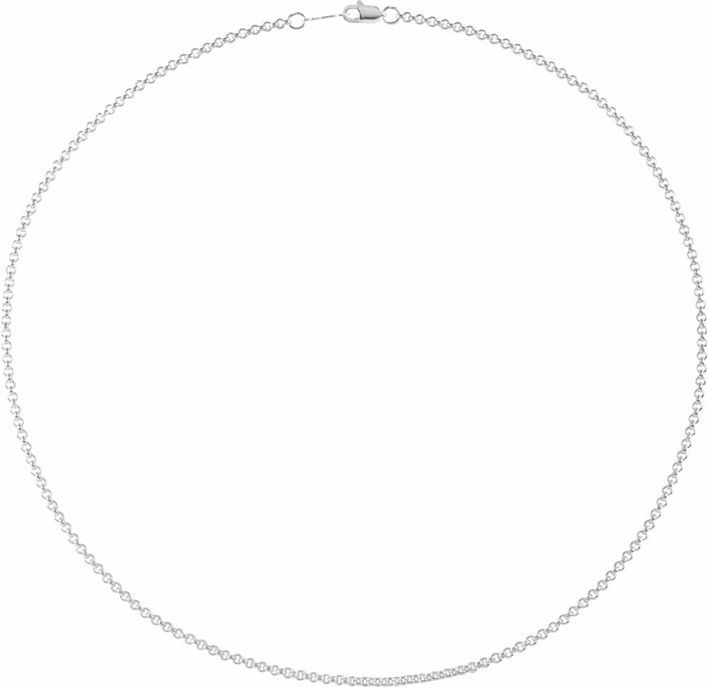 14K White Gold 2 mm Rolo 16" Chain