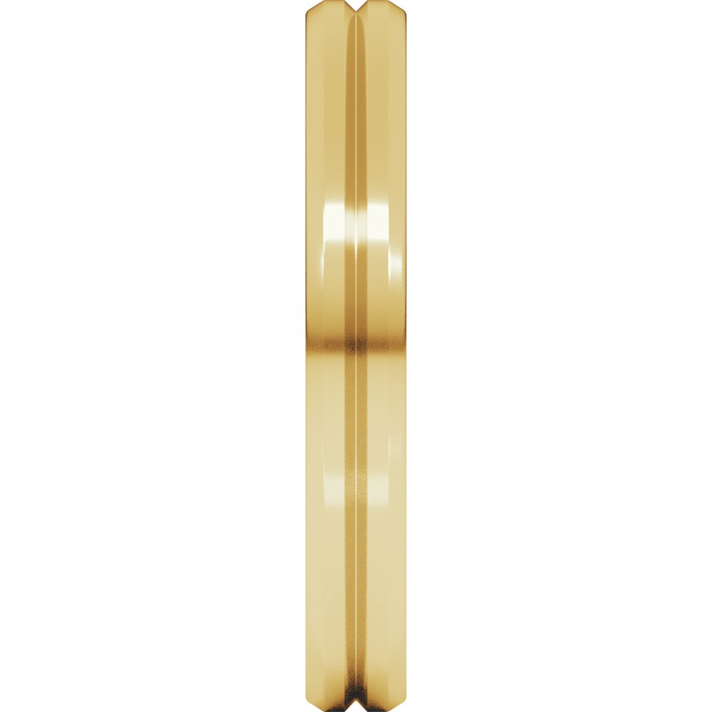 14K Yellow Gold 3 mm Beveled-Edge Grooved Comfort-Fit Flat Band Size 9