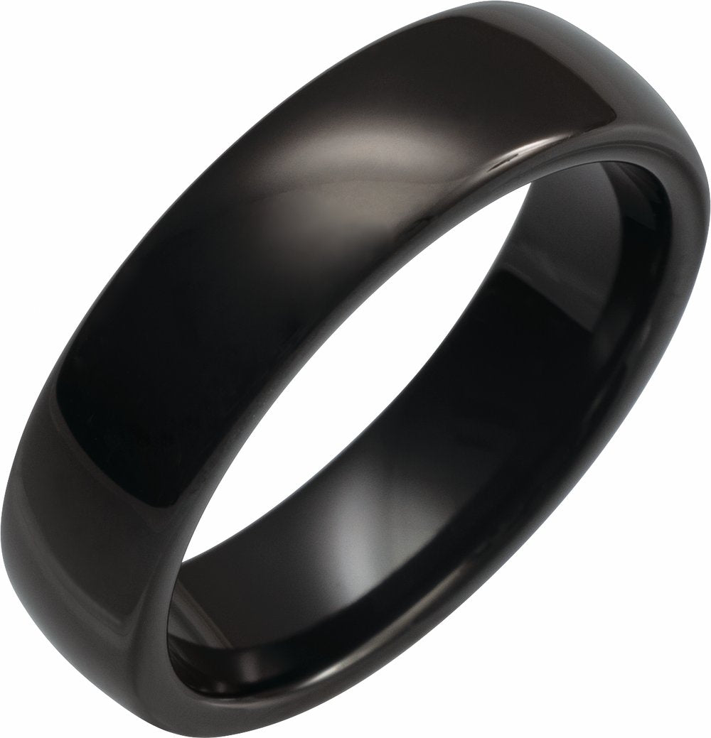 Black Tungsten 6 mm Comfort-Fit Half Round Band Size 7