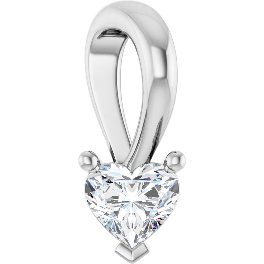 14K White Gold 1/4 CT Natural Diamond Heart Pendant