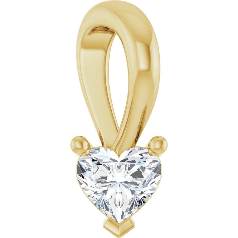 14K Yellow Gold 1/4 CT Natural Diamond Heart Pendant