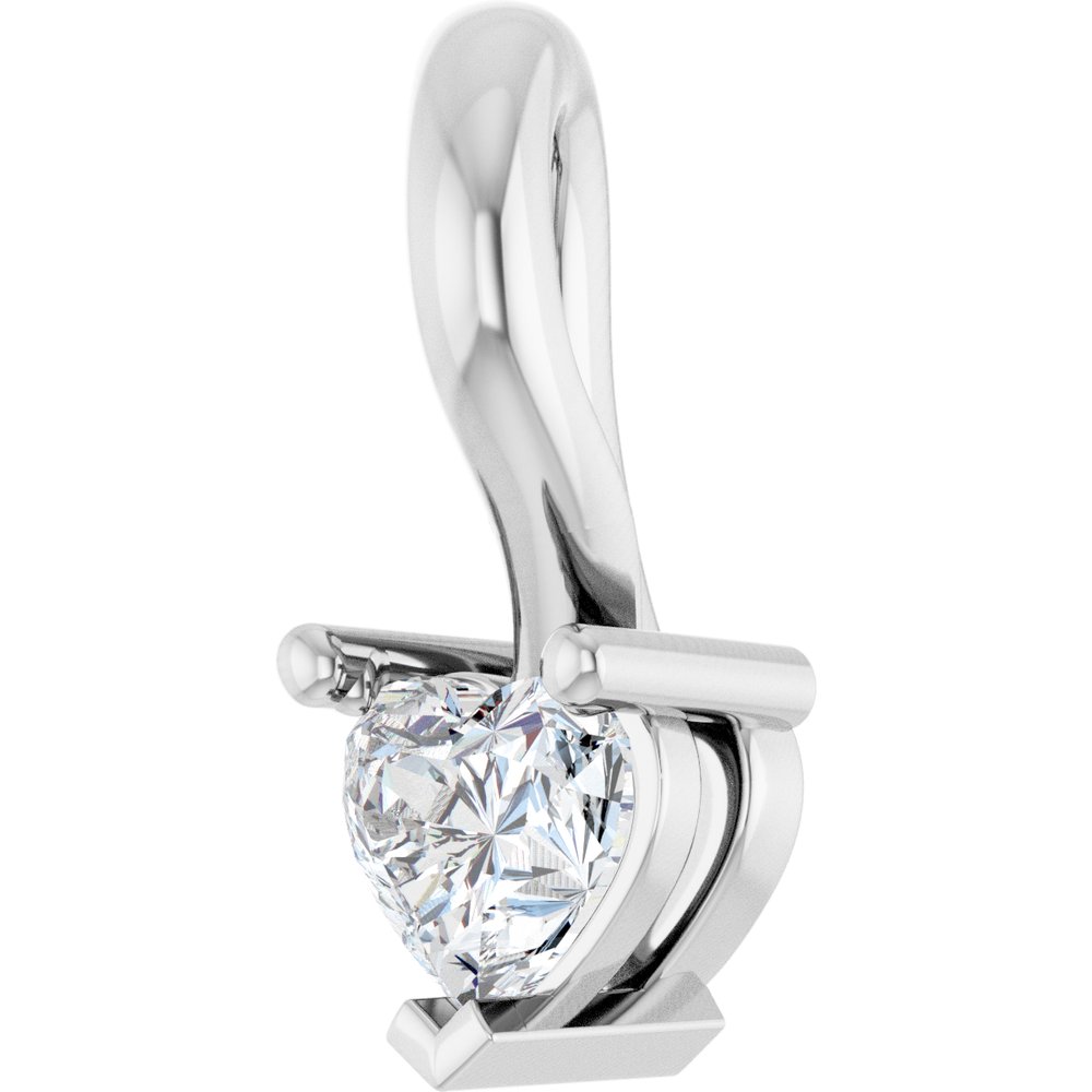 14K White Gold 1/4 CT Natural Diamond Heart Pendant