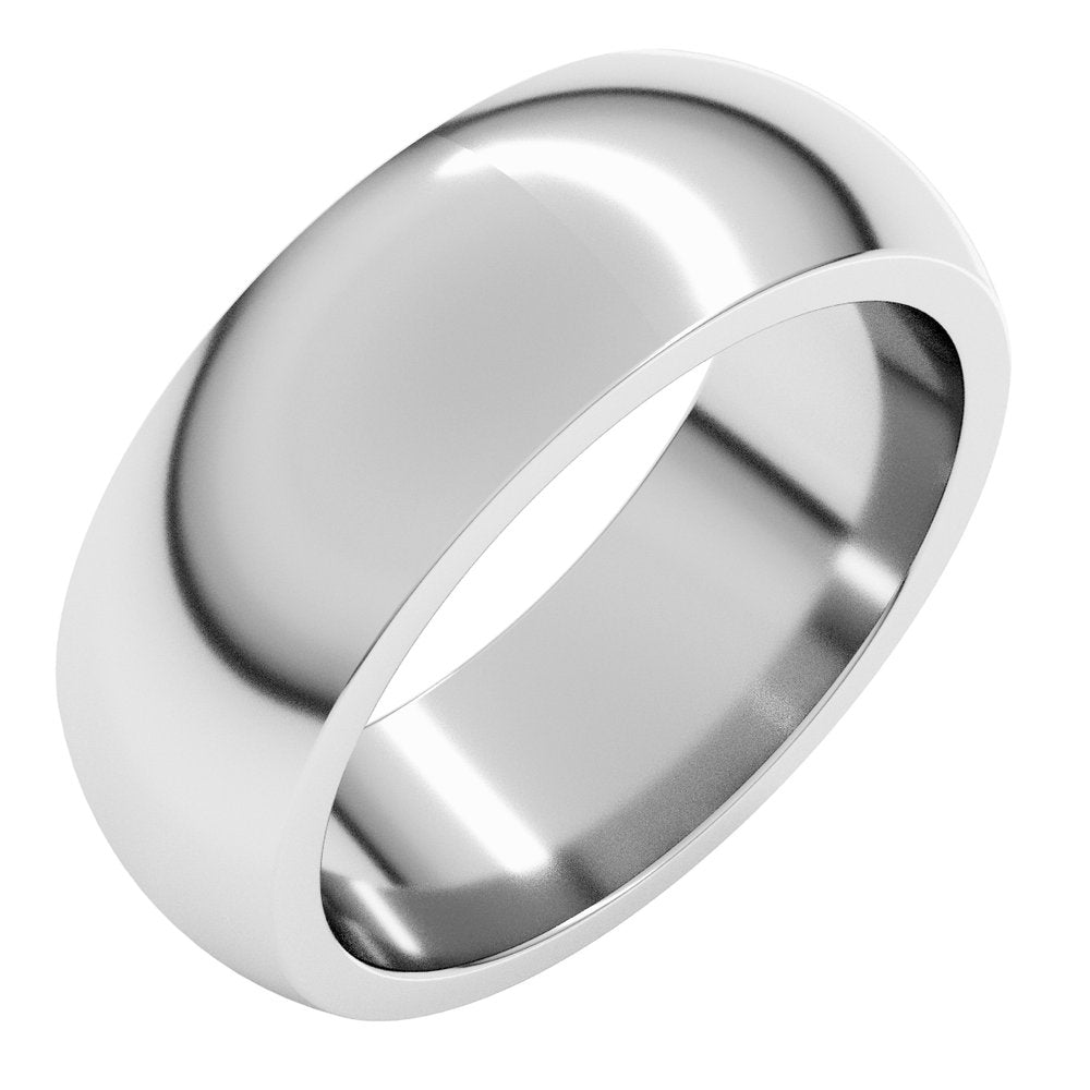 14K White Gold 7 mm Heavyweight Half Round Band Size 9.5