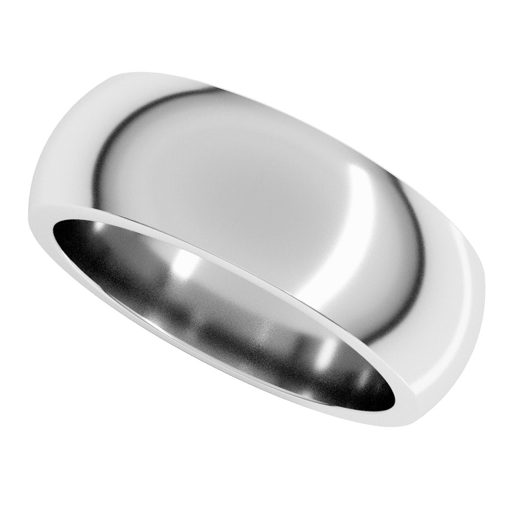 14K White Gold 7 mm Heavyweight Half Round Band Size 9.5