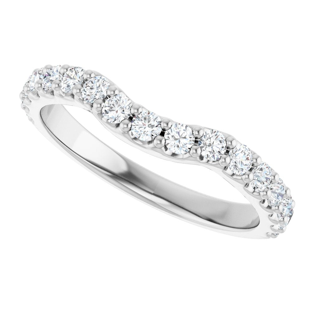 14K White Gold 1/2 CTW Natural Diamond Contour Band