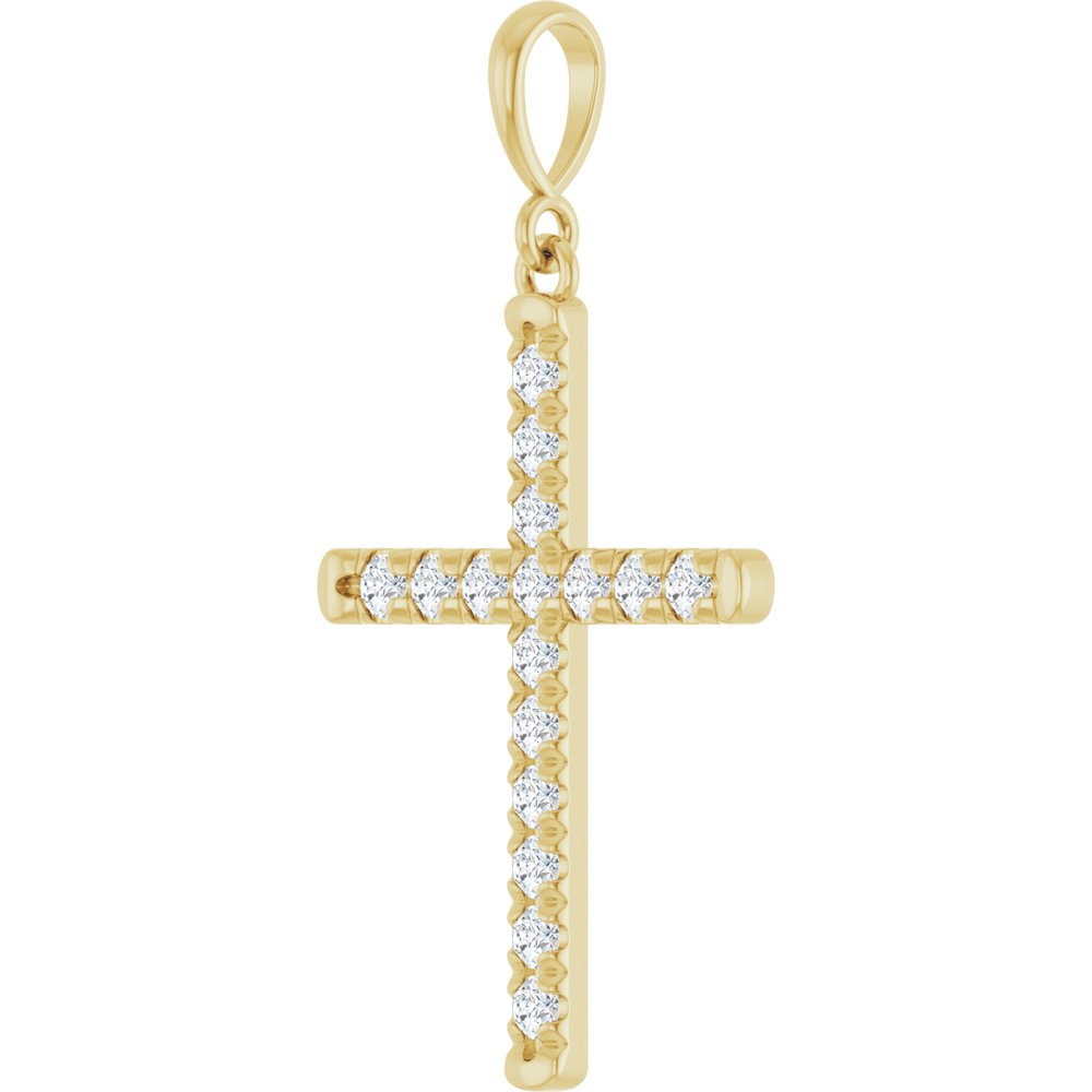 14K Yellow Gold 3/8 CTW Natural Diamond French-Set Cross Pendant