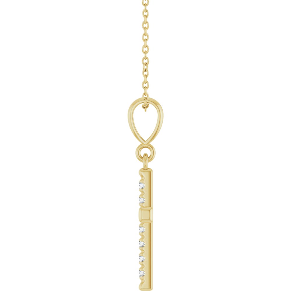 14K Yellow Gold 1/5 CTW Natural Diamond French-Set Cross 16-18" Necklace