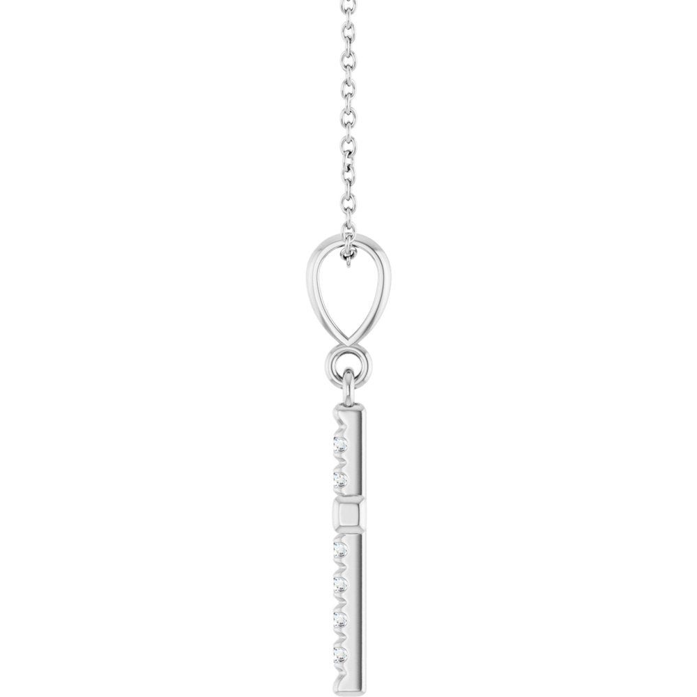 14K White Gold 1/5 CTW Natural Diamond French-Set Cross 16-18" Necklace
