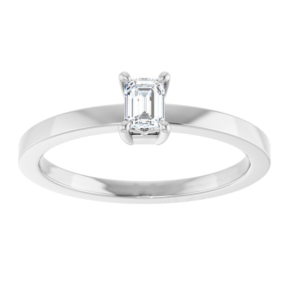 14K White Gold 1/4 CT Lab-Grown Diamond Ring