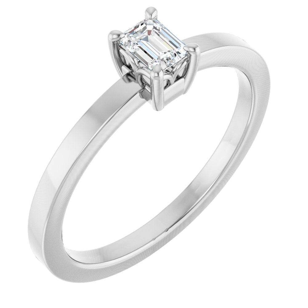 14K White Gold 1/4 CT Lab-Grown Diamond Ring