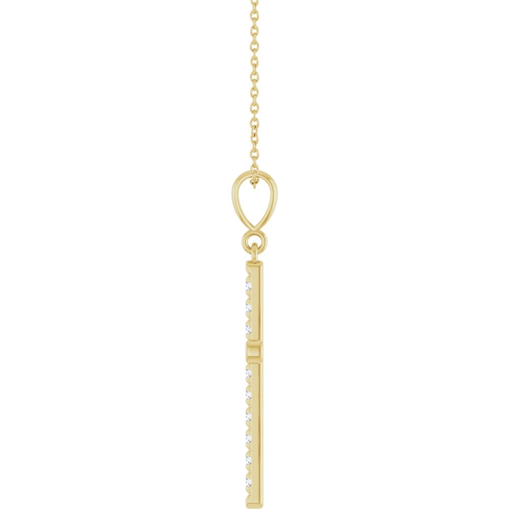 14K Yellow Gold 3/8 CTW Natural Diamond French-Set Cross 16-18" Necklace