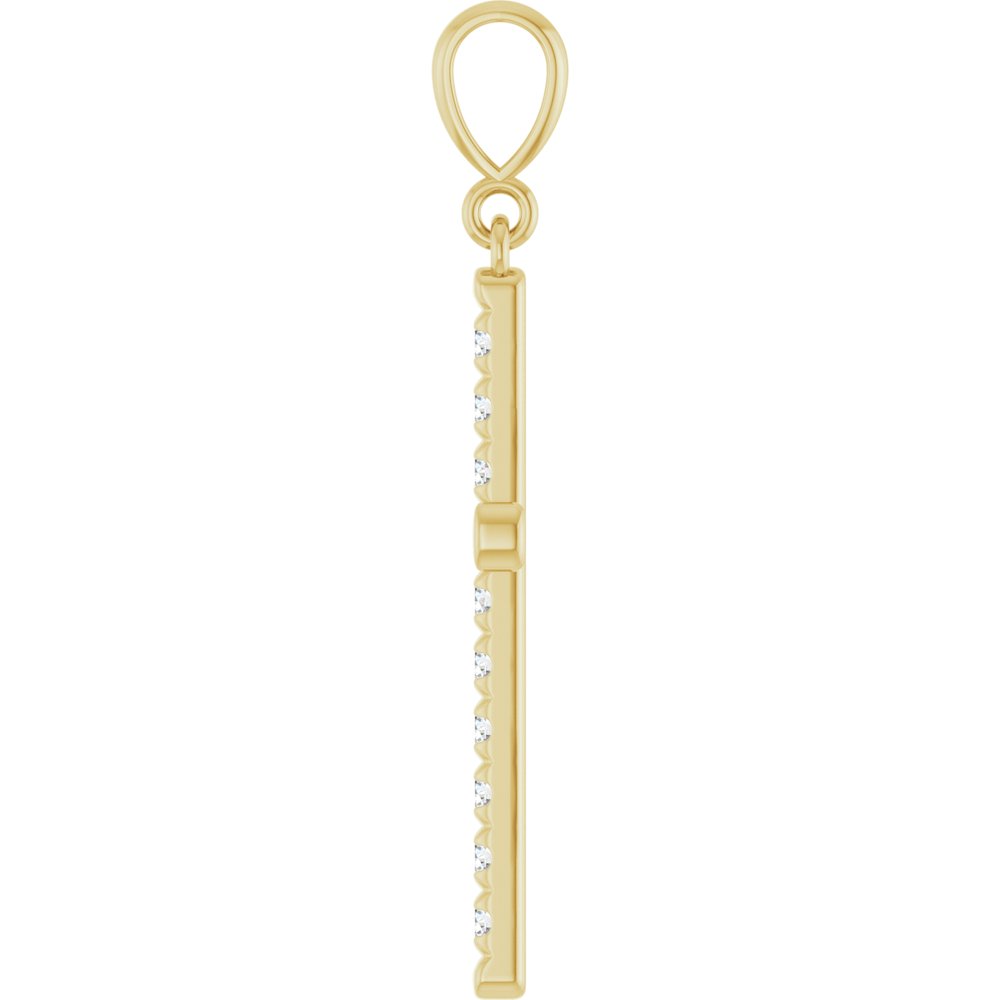 14K Yellow Gold 3/8 CTW Natural Diamond French-Set Cross Pendant