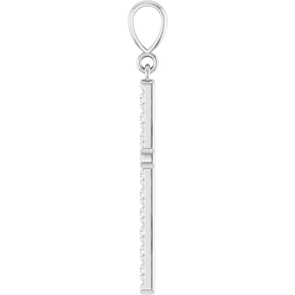 14K White Gold 3/8 CTW Lab-Grown Diamond French-Set Cross Pendant