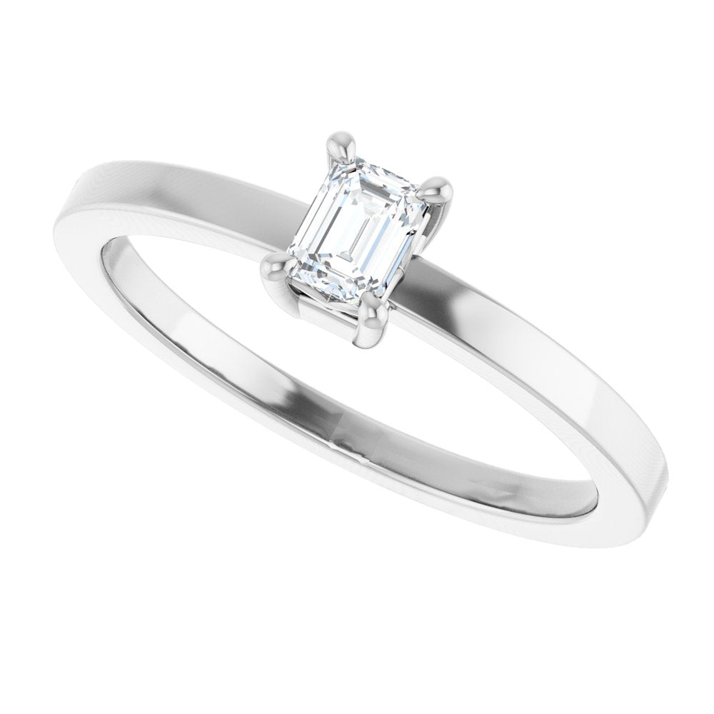 14K White Gold 1/4 CT Lab-Grown Diamond Ring