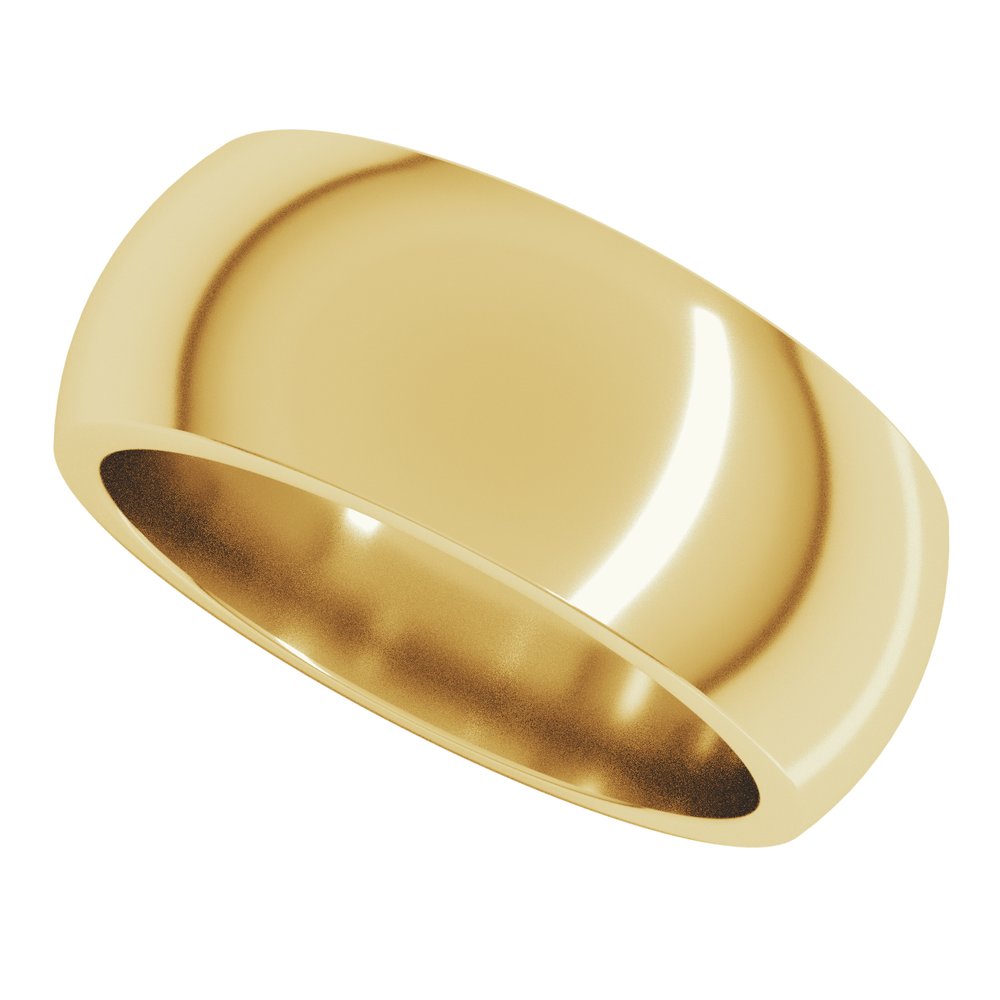 14K Yellow Gold 8 mm Heavyweight Half Round Band Size 6