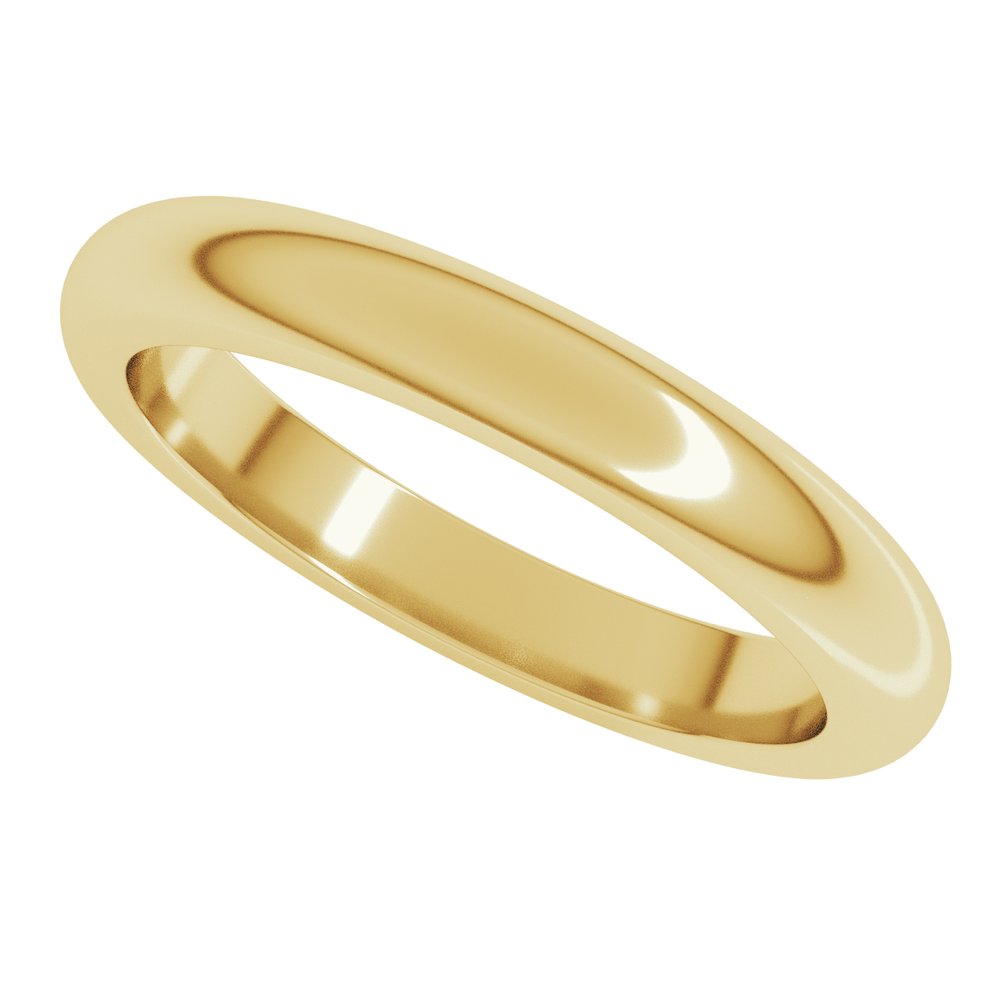14K Yellow Gold 3 mm Heavyweight Half Round Band Size 8