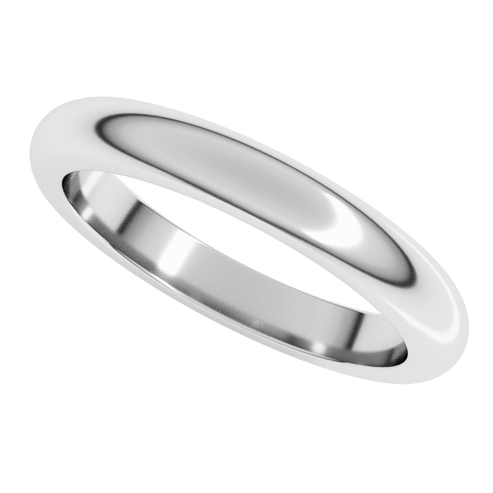 Platinum 3 mm Heavyweight Half Round Band Size 6.5
