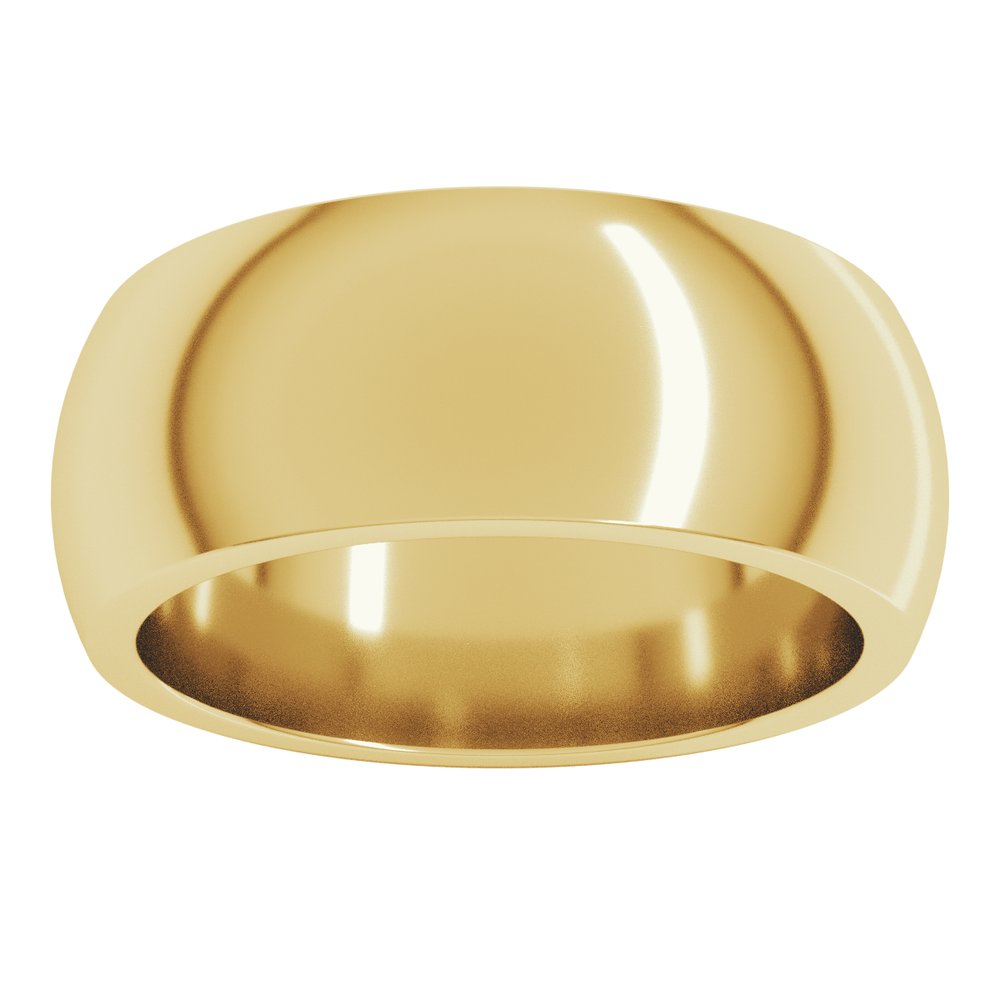 14K Yellow Gold 8 mm Heavyweight Half Round Band Size 6