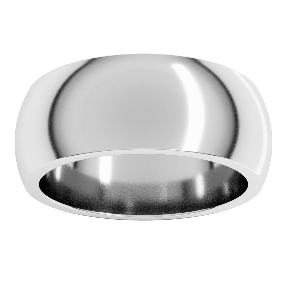 14K White Gold 8 mm Heavyweight Half Round Band Size 6