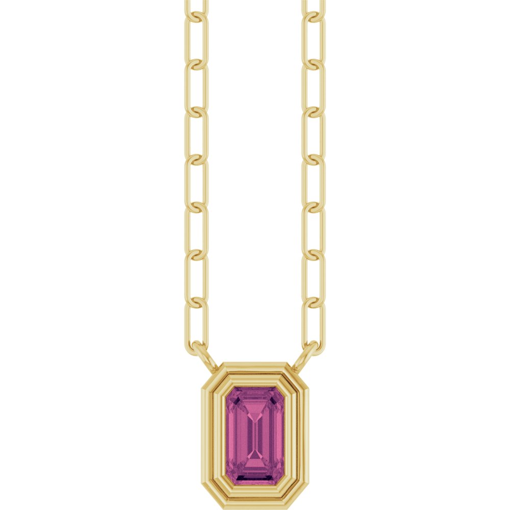 14K Yellow Gold Natural Pink Tourmaline 18" Necklace