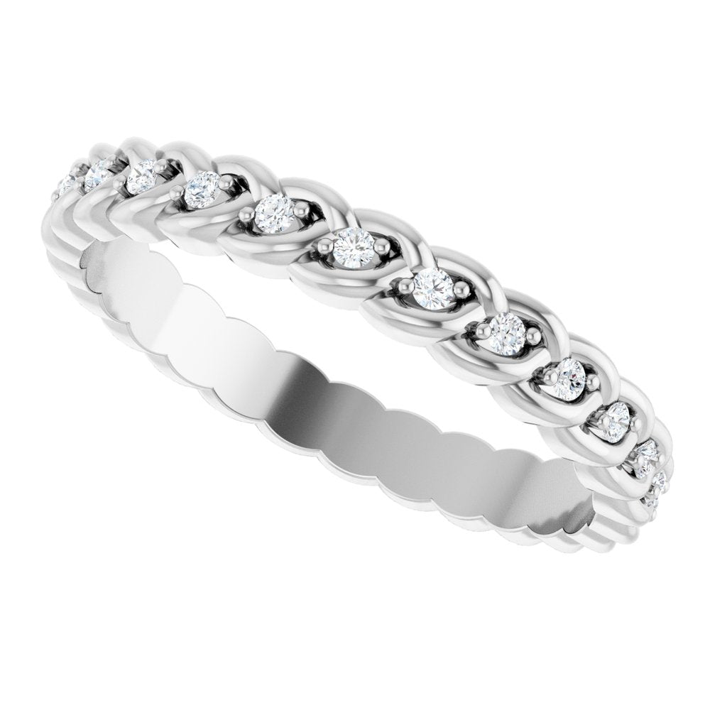 14K White Gold 1/5 CTW Lab-Grown Diamond Rope Eternity Band Size 7