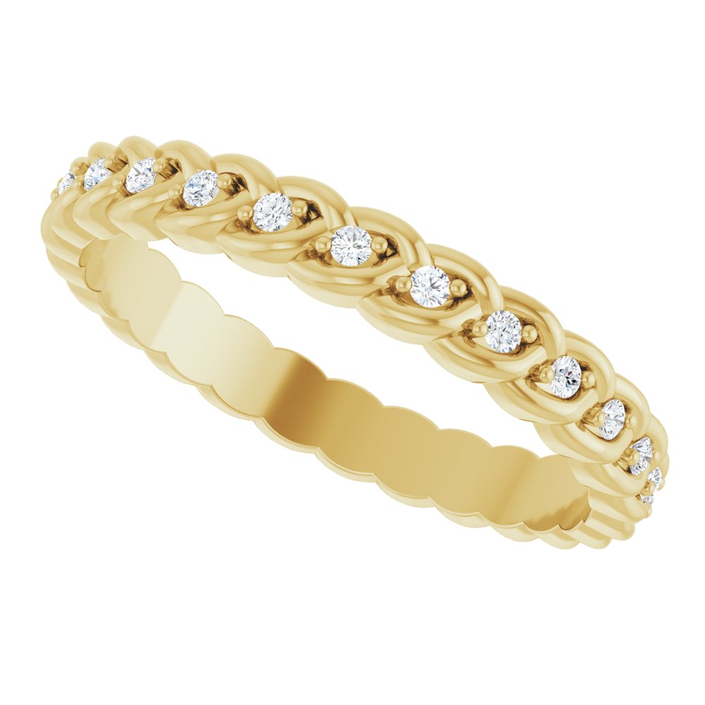 14K Yellow Gold 1/5 CTW Lab-Grown Diamond Rope Eternity Band Size 7