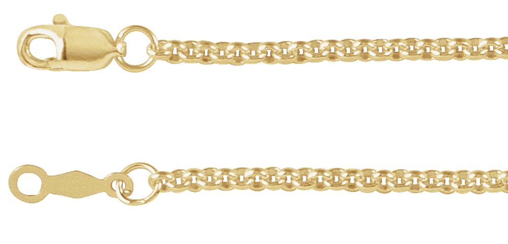 14K Yellow Gold-Filled 2 mm Rolo 7" Chain