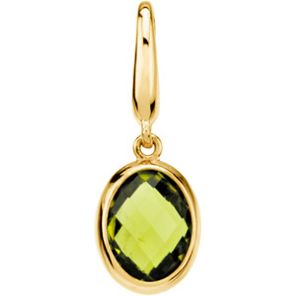 14K Yellow Gold Checkerboard Natural Peridot Charm/Pendant