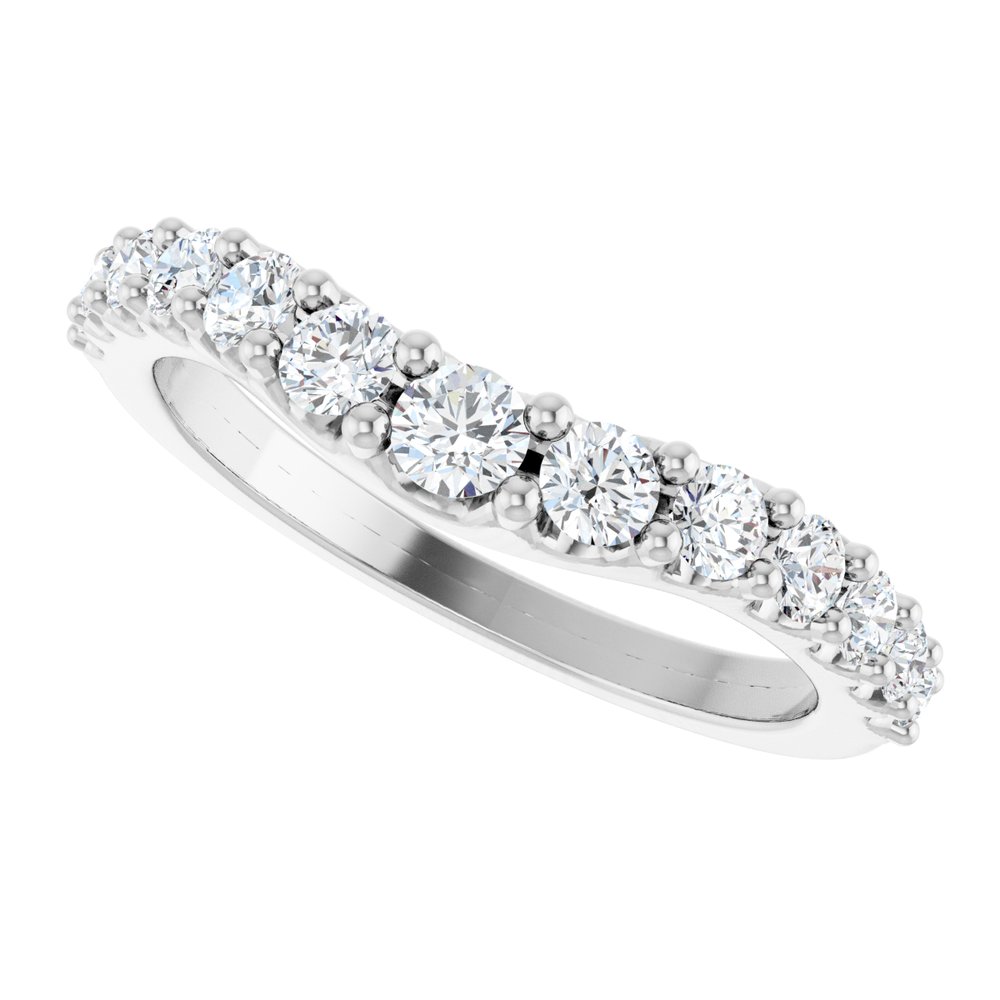 14K White Gold 5/8 CTW Lab-Grown Diamond Graduated Contour Band