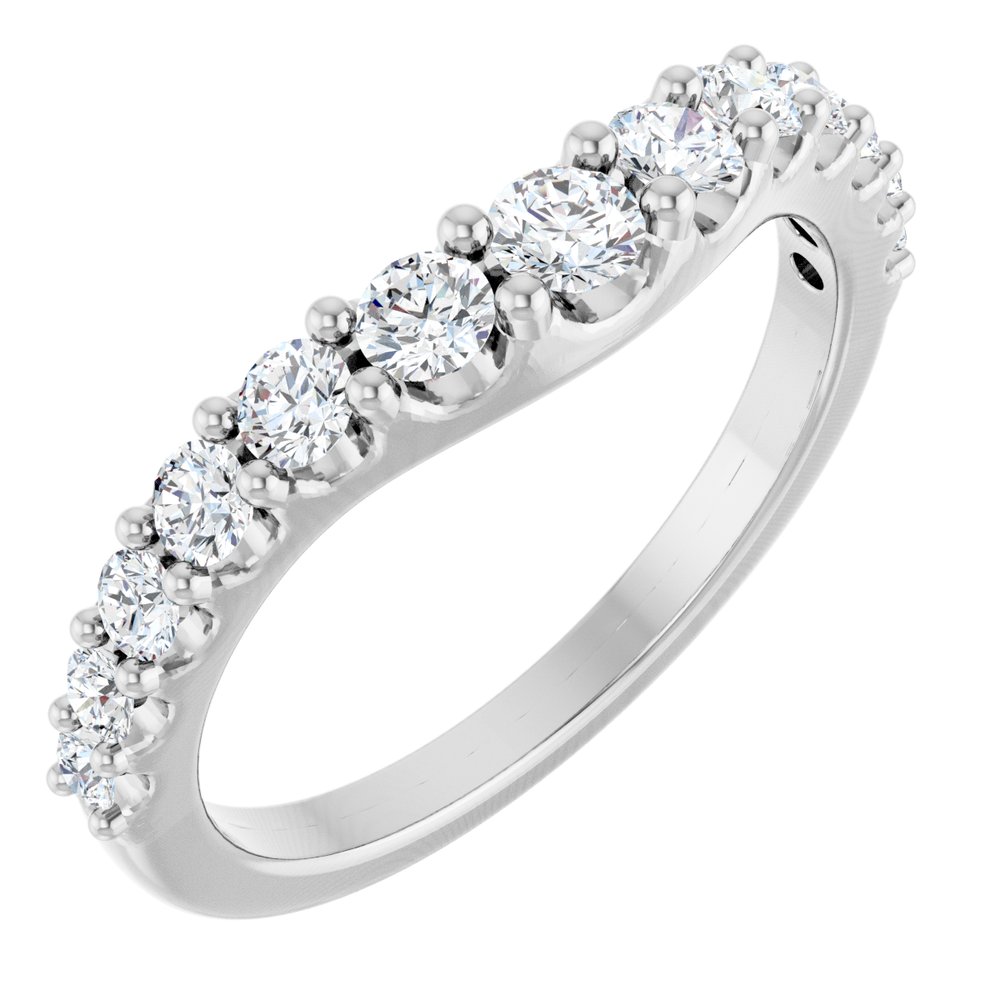14K White Gold 5/8 CTW Lab-Grown Diamond Graduated Contour Band